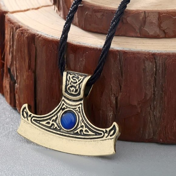 Viking Necklace Axe Talisman Retro Odin Rune Symbol Antique Slavic Nordic - Picture 2 of 7